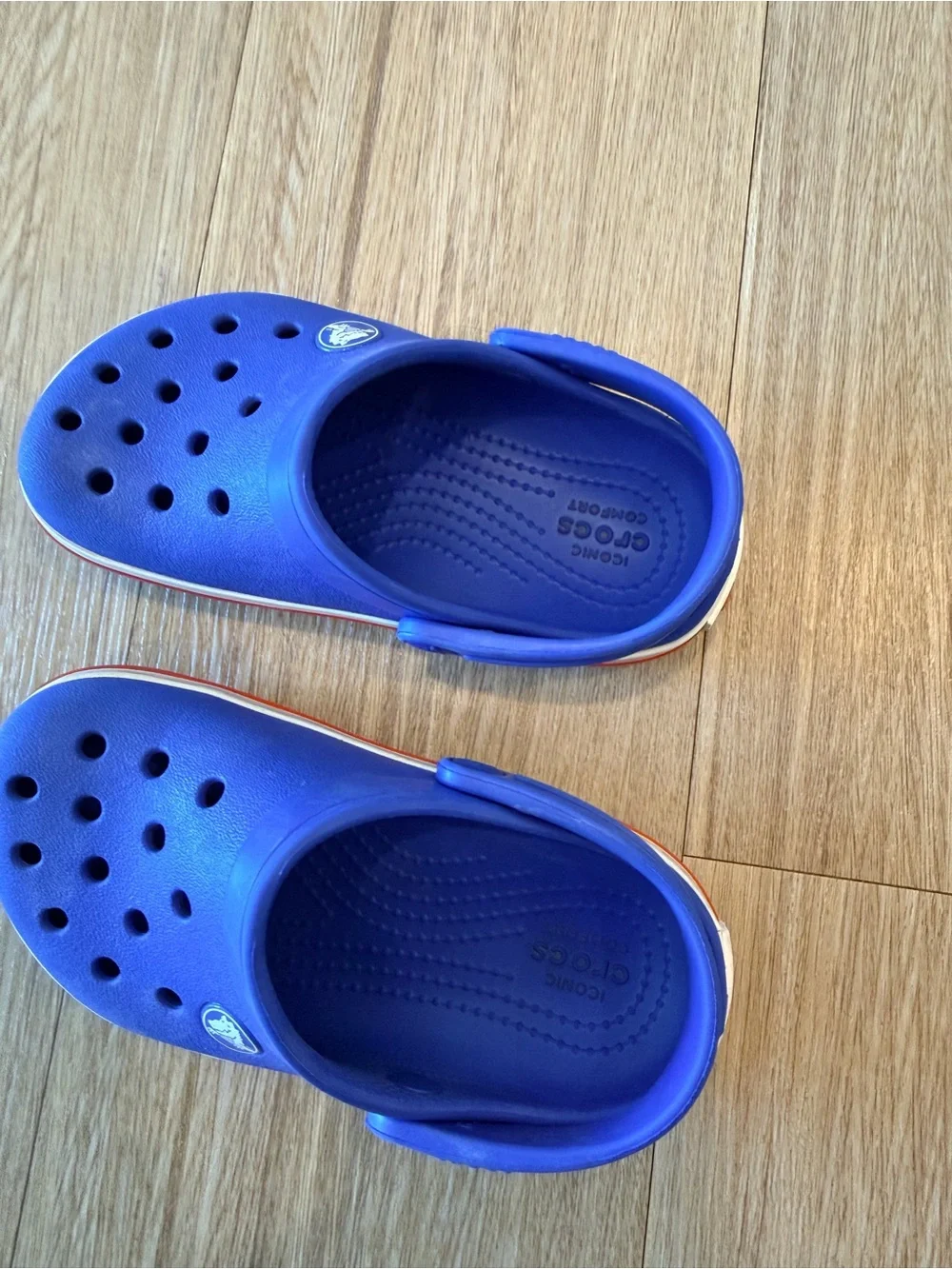 CROCS Kids Classic Clogs in Royal Blue with Red-Trim Sole